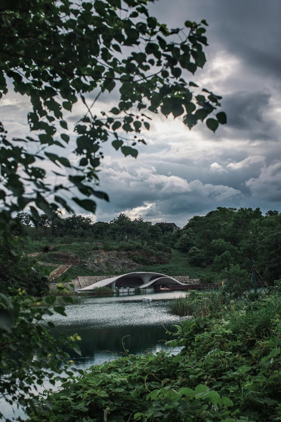 Huanglong Hill mine park in Dingshu after a typhoon, a decommissioned clay mine